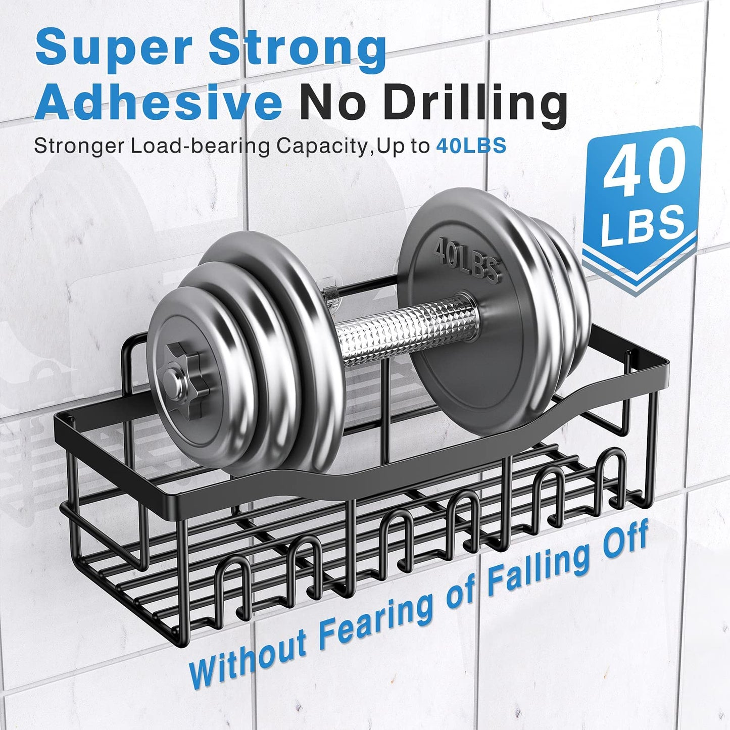 Adhesive Stainless Steel Shower Caddy Organizer