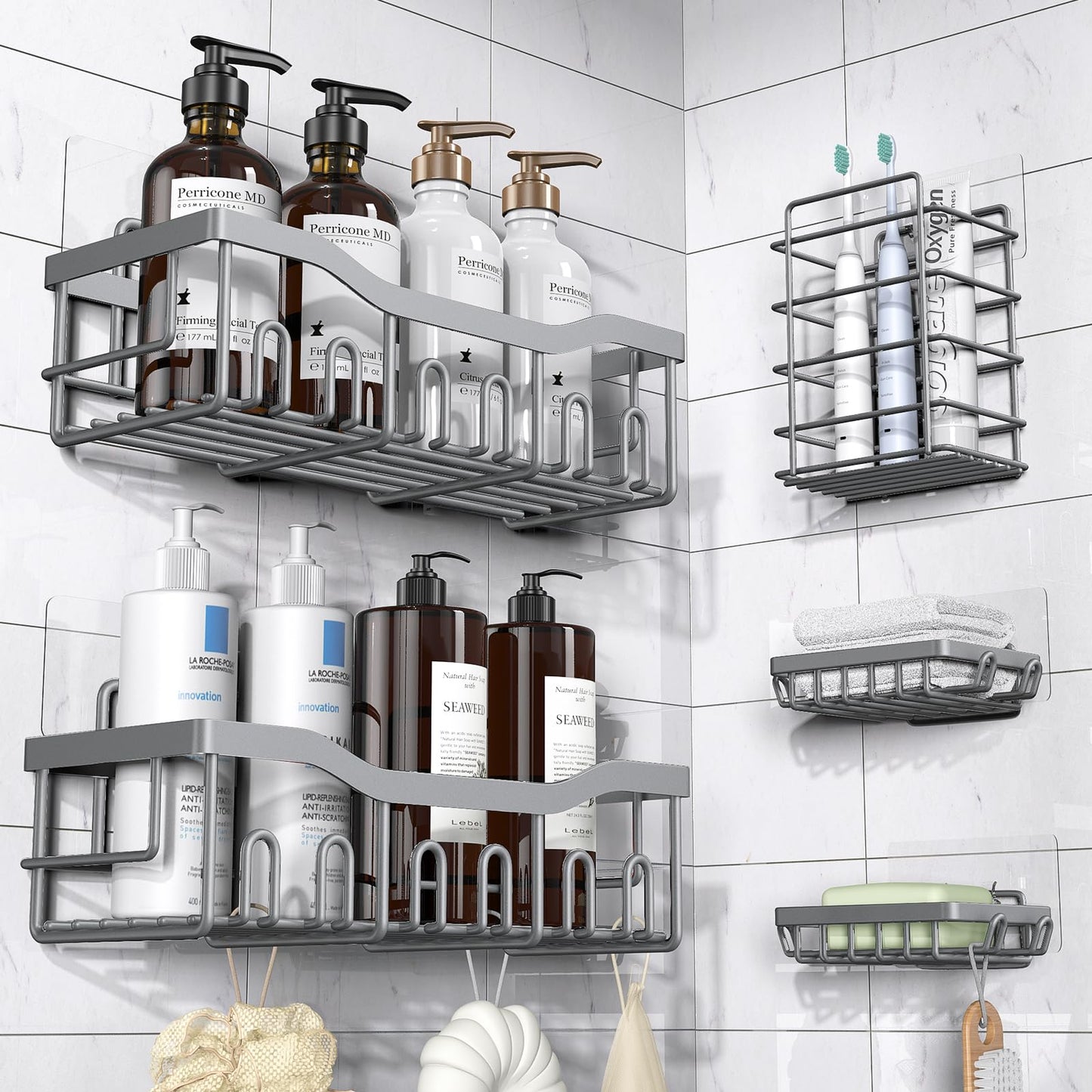 Adhesive Stainless Steel Shower Caddy Organizer