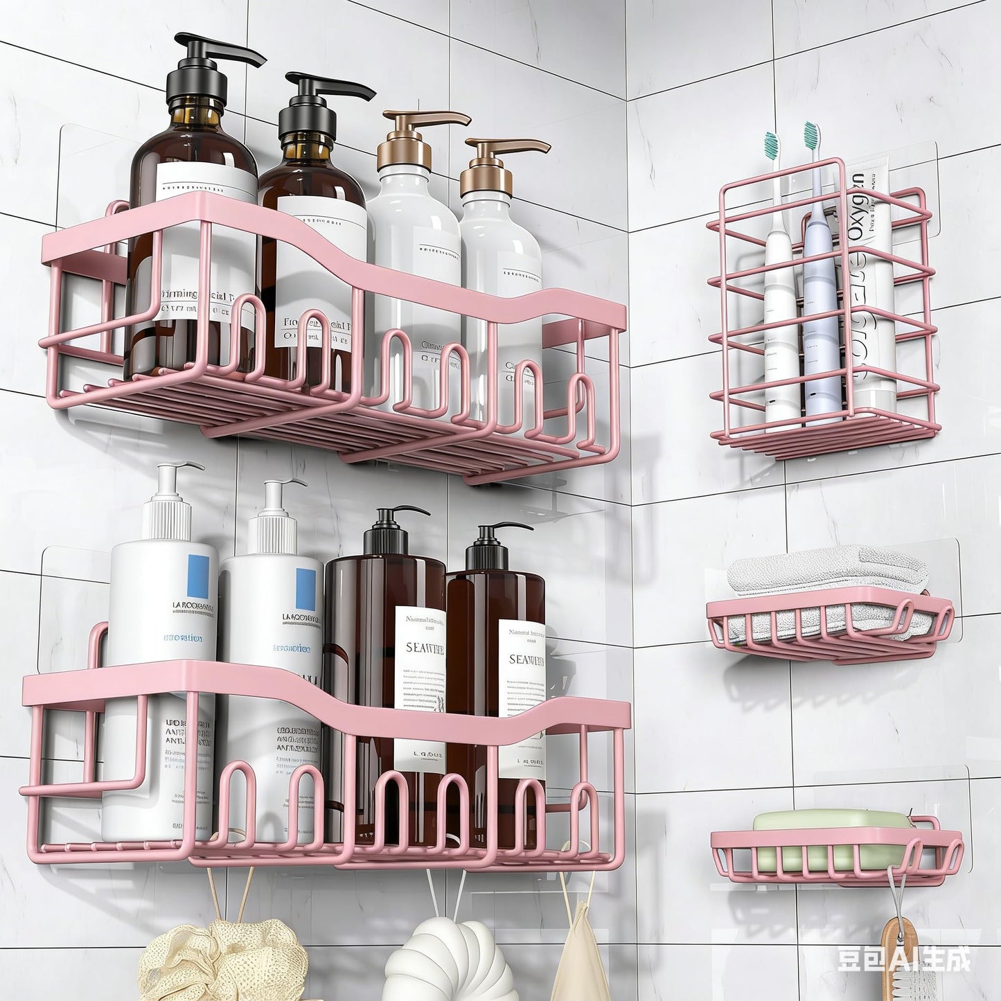 Adhesive Stainless Steel Shower Caddy Organizer