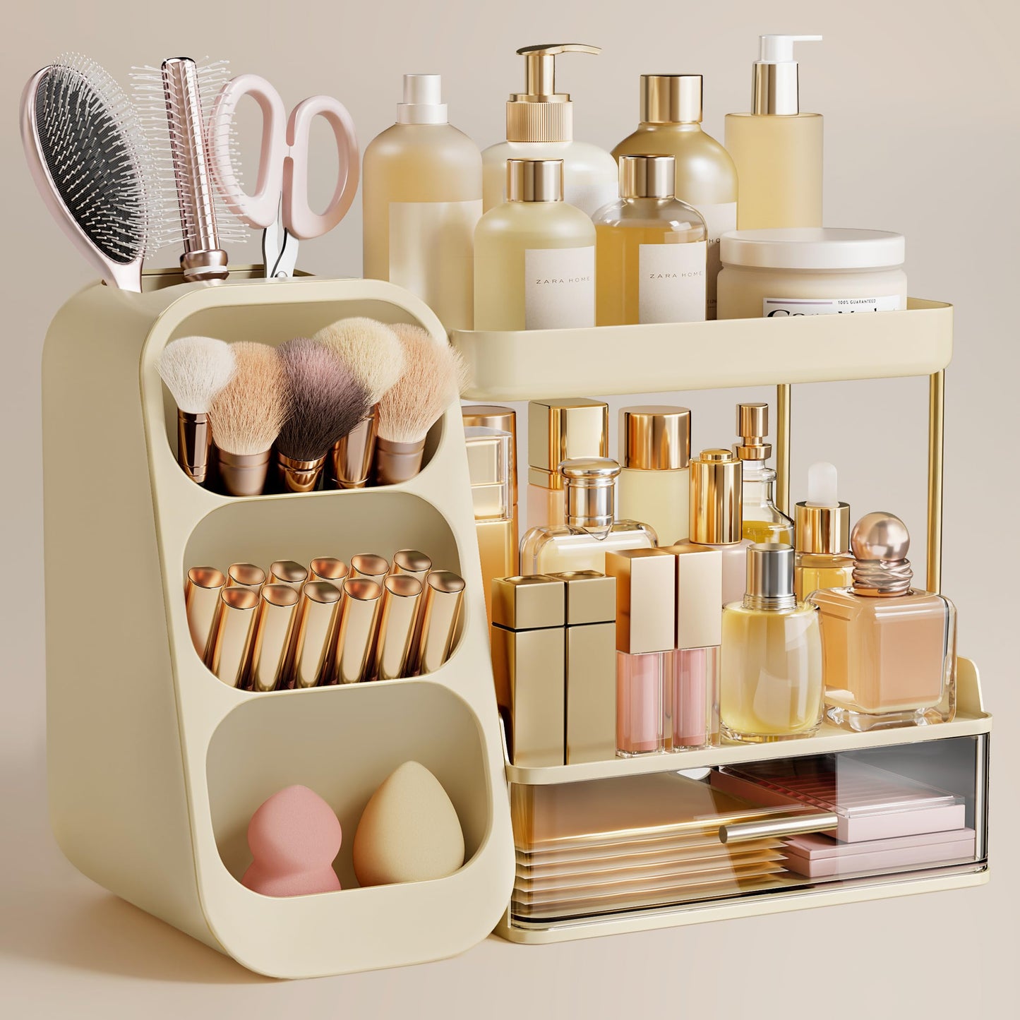 Makeup Organizer with Brush Holder for Vanity
