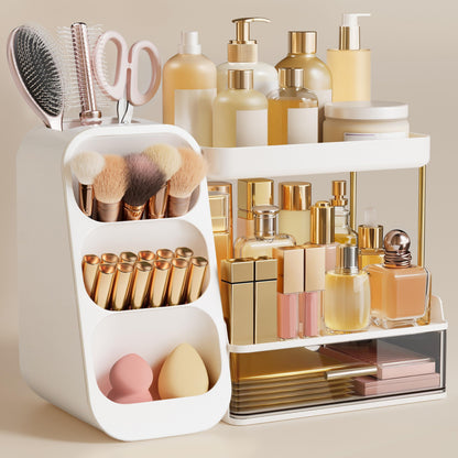 Makeup Organizer with Brush Holder for Vanity