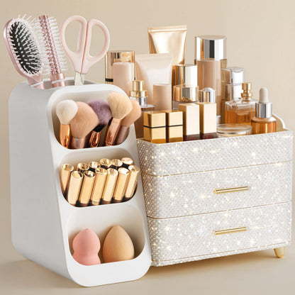 Makeup Organizer with Brush Holder for Vanity
