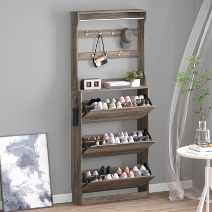 Wooden Shoe Cabinet with Flip Drawers