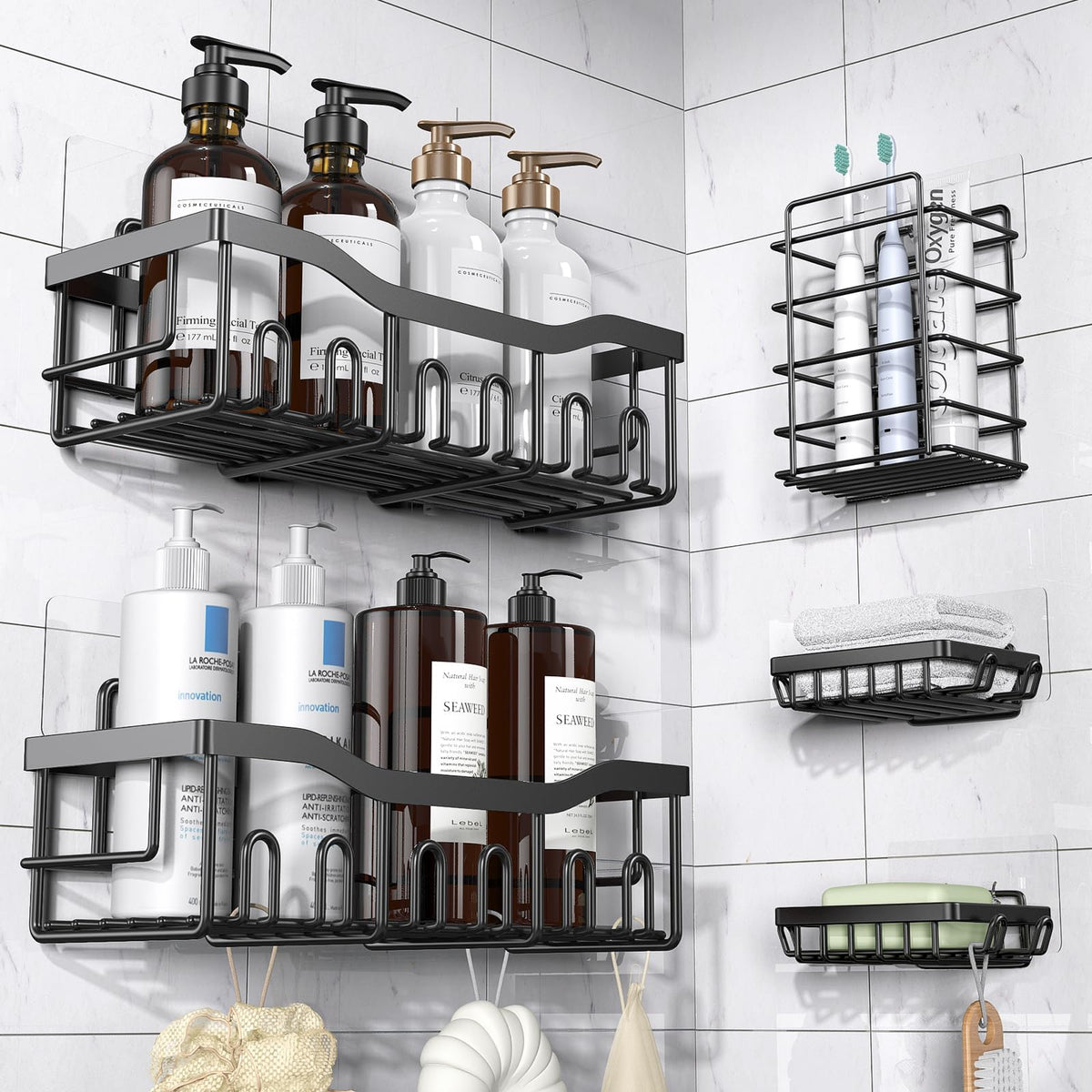Adhesive Stainless Steel Shower Caddy Organizer