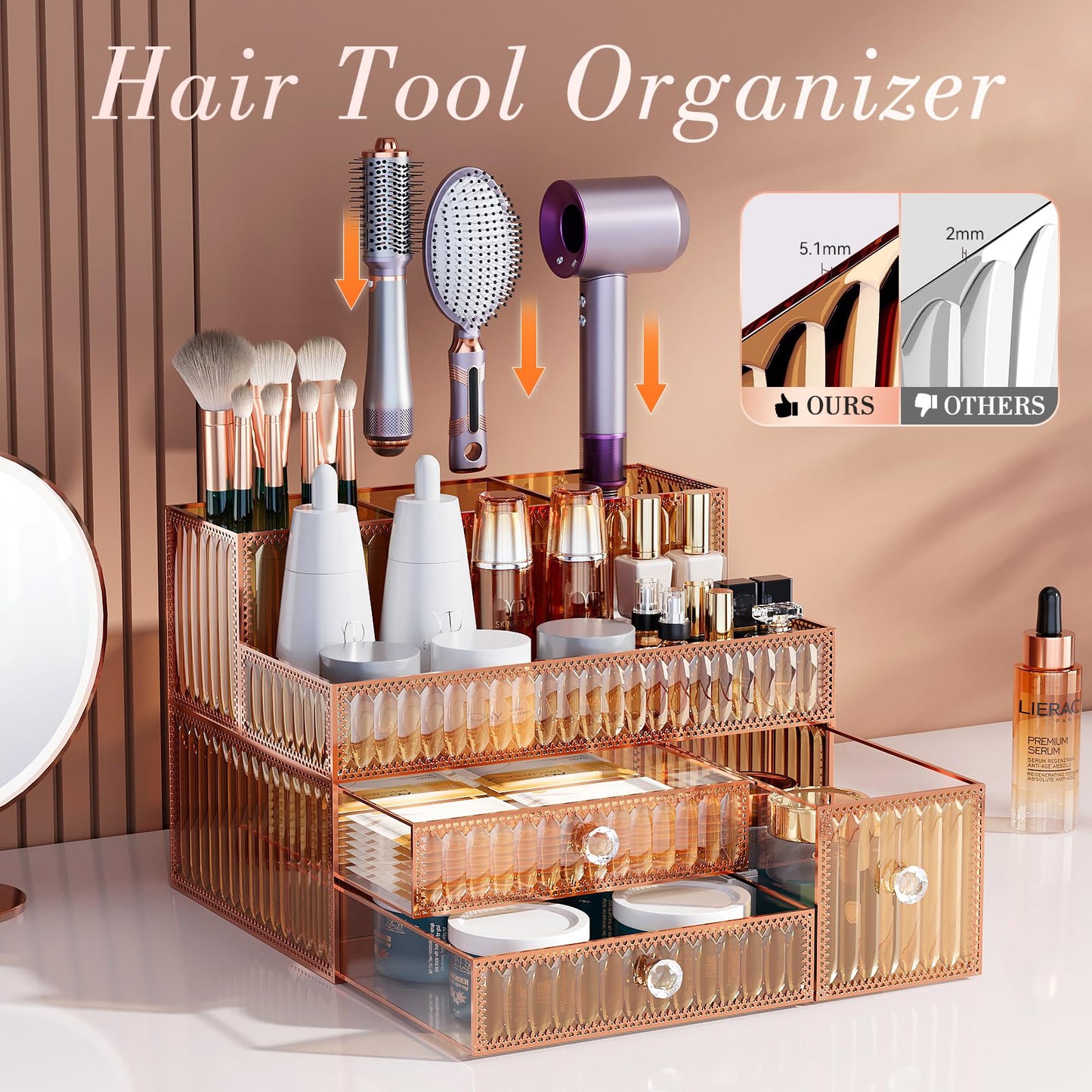 Tempered Glass Cosmetic Organizer for Vanity