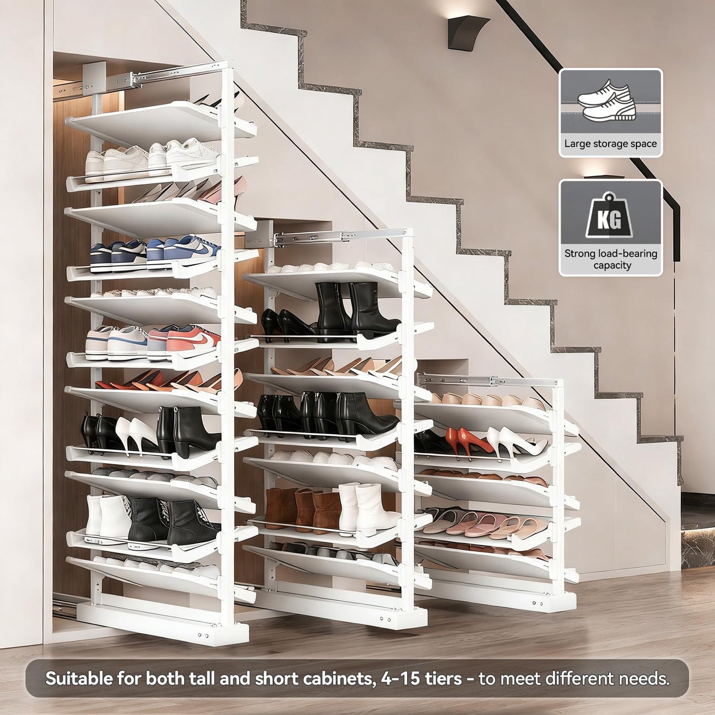 Adjustable Pull Out Shoe Rack Organizer