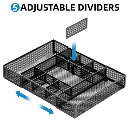 Expandable Drawer Organizer with Adjustable Compartments