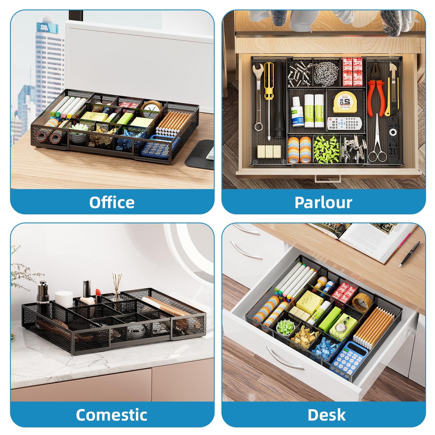 Expandable Drawer Organizer with Adjustable Compartments