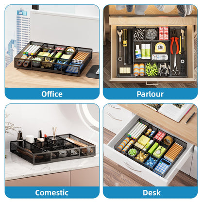 Expandable Drawer Organizer with Adjustable Compartments