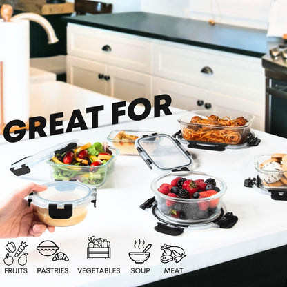 Glass Food Storage Containers Set with Lids