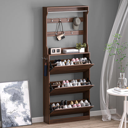 Wooden Shoe Cabinet with Flip Drawers