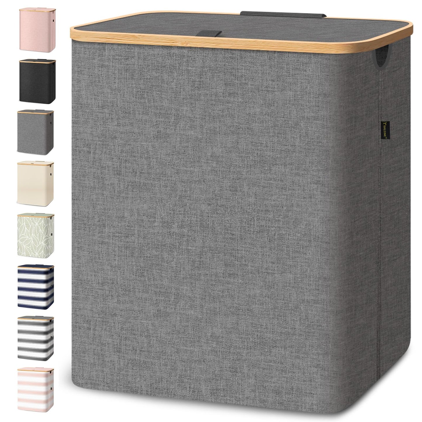Tall Laundry Hamper with Bamboo Handles and Lid