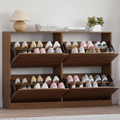 Wooden Shoe Cabinet with Flip Drawers