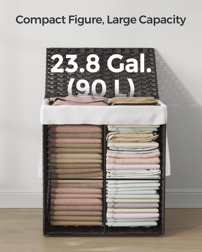 Slim Rattan Laundry Hamper with Lid