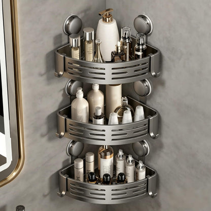 Corner Shower Caddy with Suction Cups and Hooks