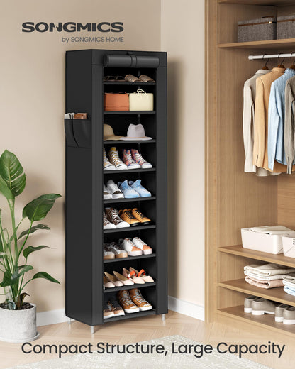 10-Tier Shoe Rack Organizer with Cover