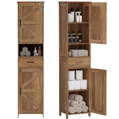 Tall Bathroom Storage Cabinet with Barn Doors