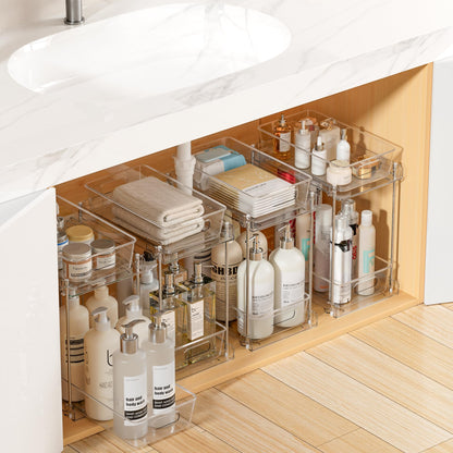 2-Tier Clear Under Sink Organizer with Drawers