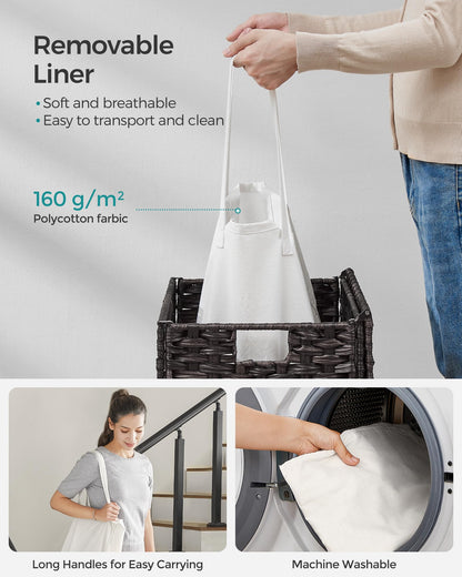 Slim Rattan Laundry Hamper with Lid