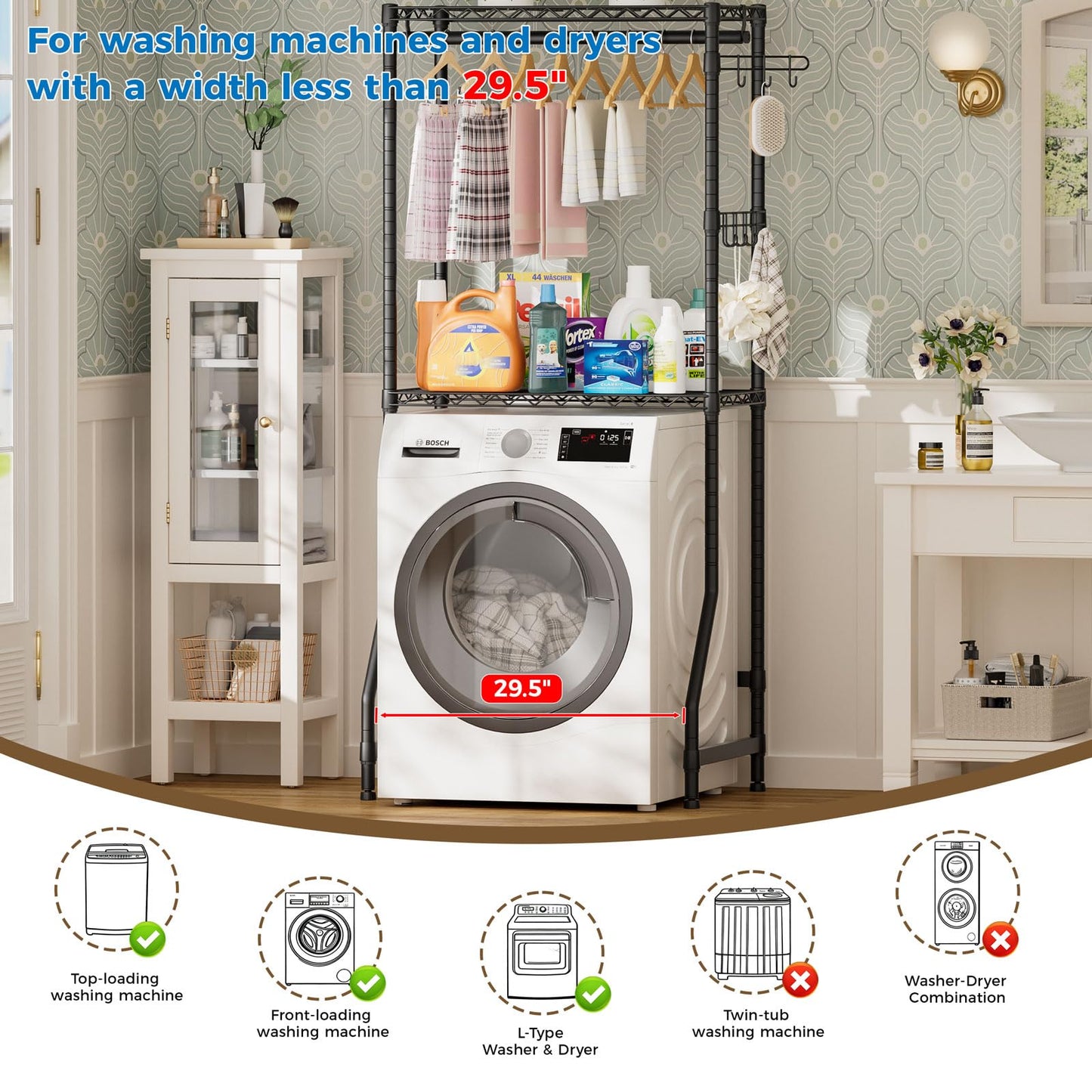 Golpart Over the Washer and Dryer Storage Shelf