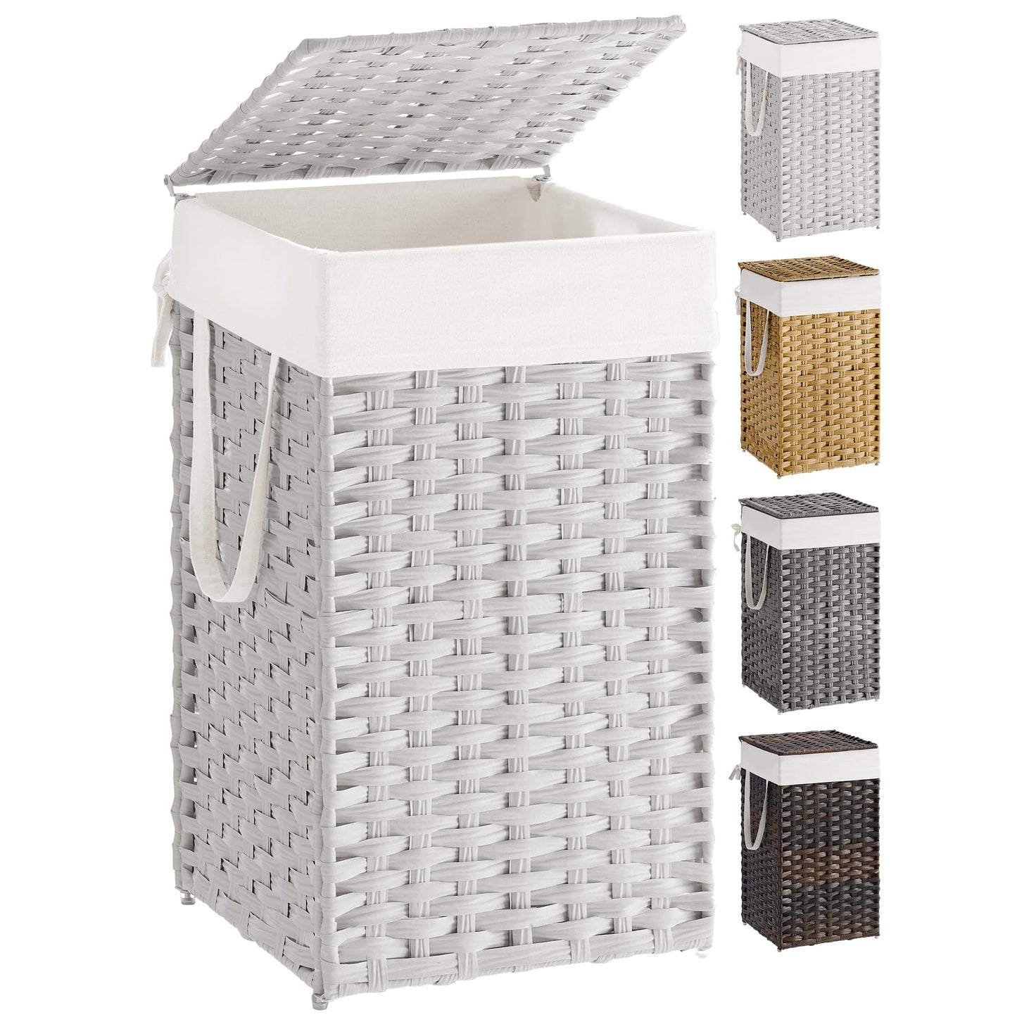Slim Rattan Laundry Hamper with Lid