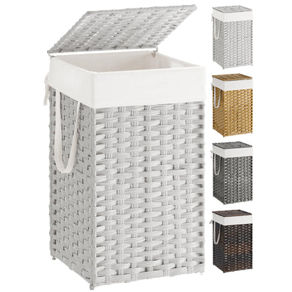 Slim Rattan Laundry Hamper with Lid