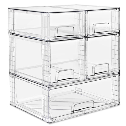 Stackable Clear Storage Drawers Organizer