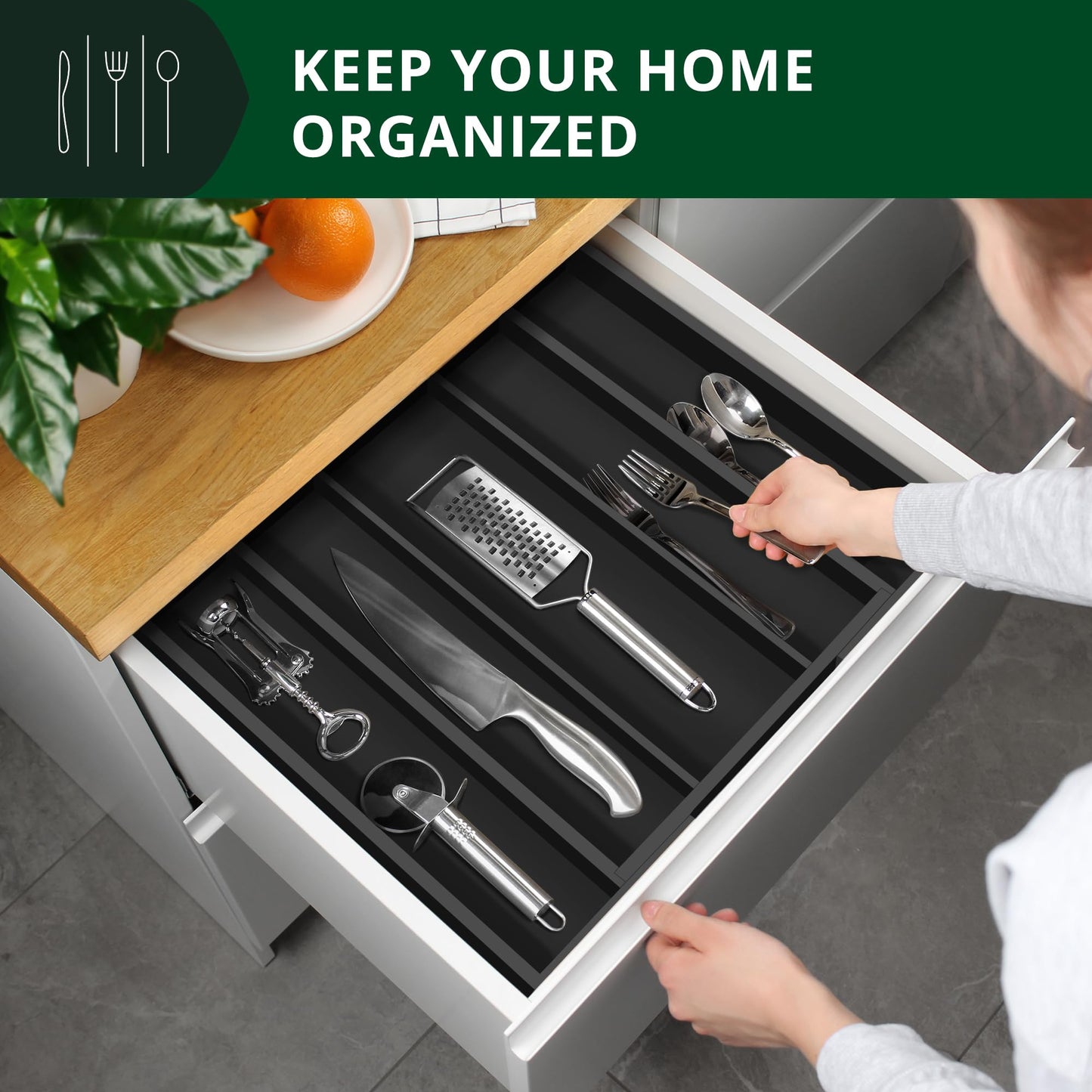 Bamboo Kitchen Drawer Organizer Tray