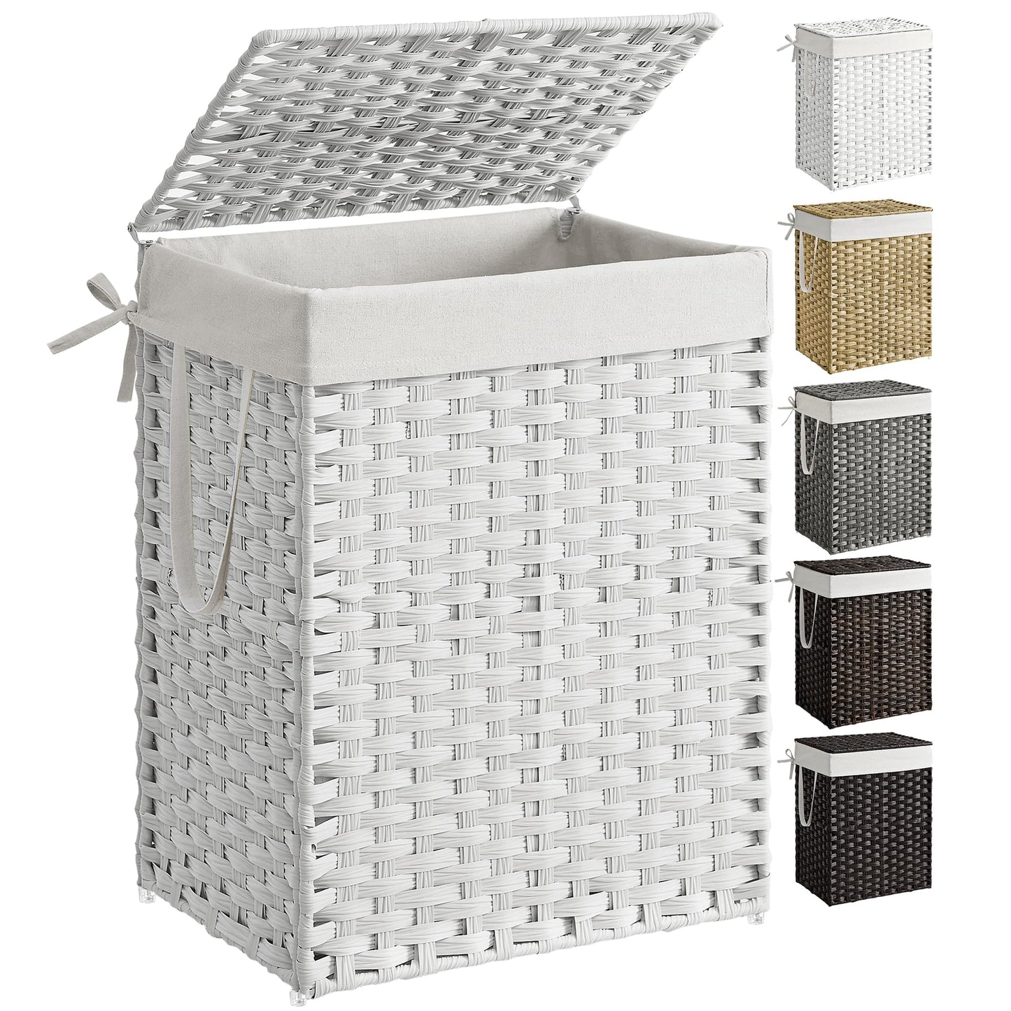 Slim Rattan Laundry Hamper with Lid