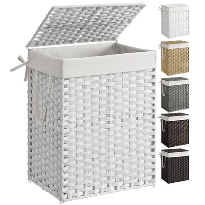 Slim Rattan Laundry Hamper with Lid