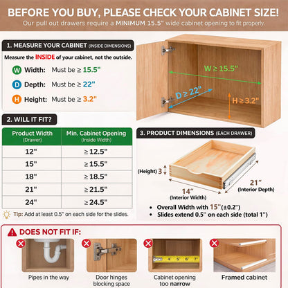 Wooden Pull Out Cabinet Organizer Tray