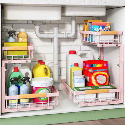 2-Tier Under Sink Organizer with Sliding Drawer