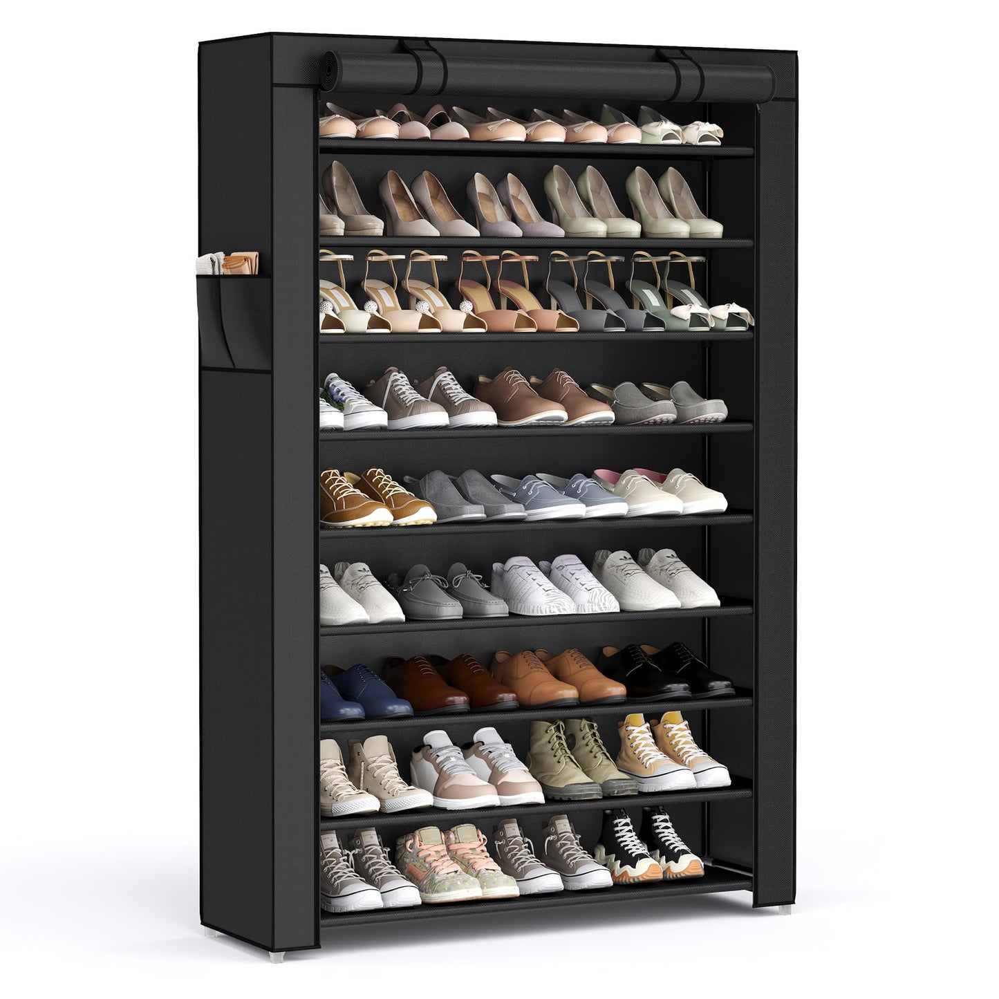 10-Tier Shoe Rack Organizer with Cover