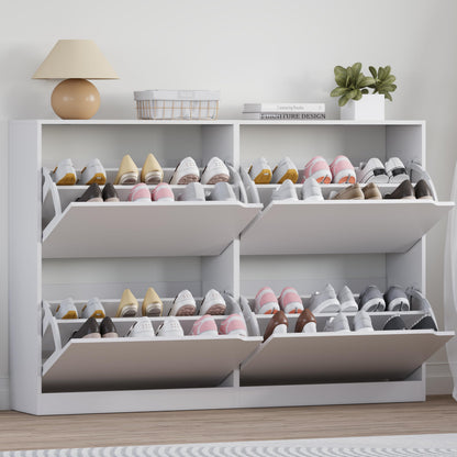 Wooden Shoe Cabinet with Flip Drawers