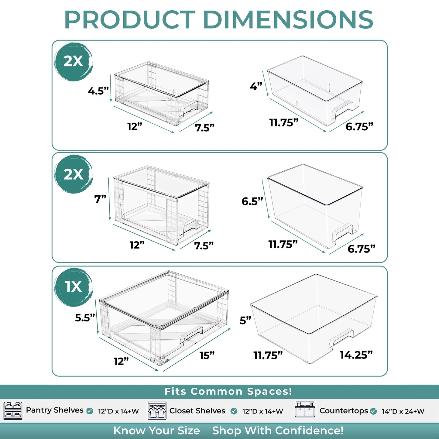 Stackable Clear Storage Drawers Organizer