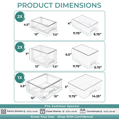 Stackable Clear Storage Drawers Organizer
