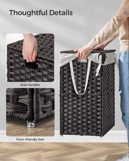 Slim Rattan Laundry Hamper with Lid