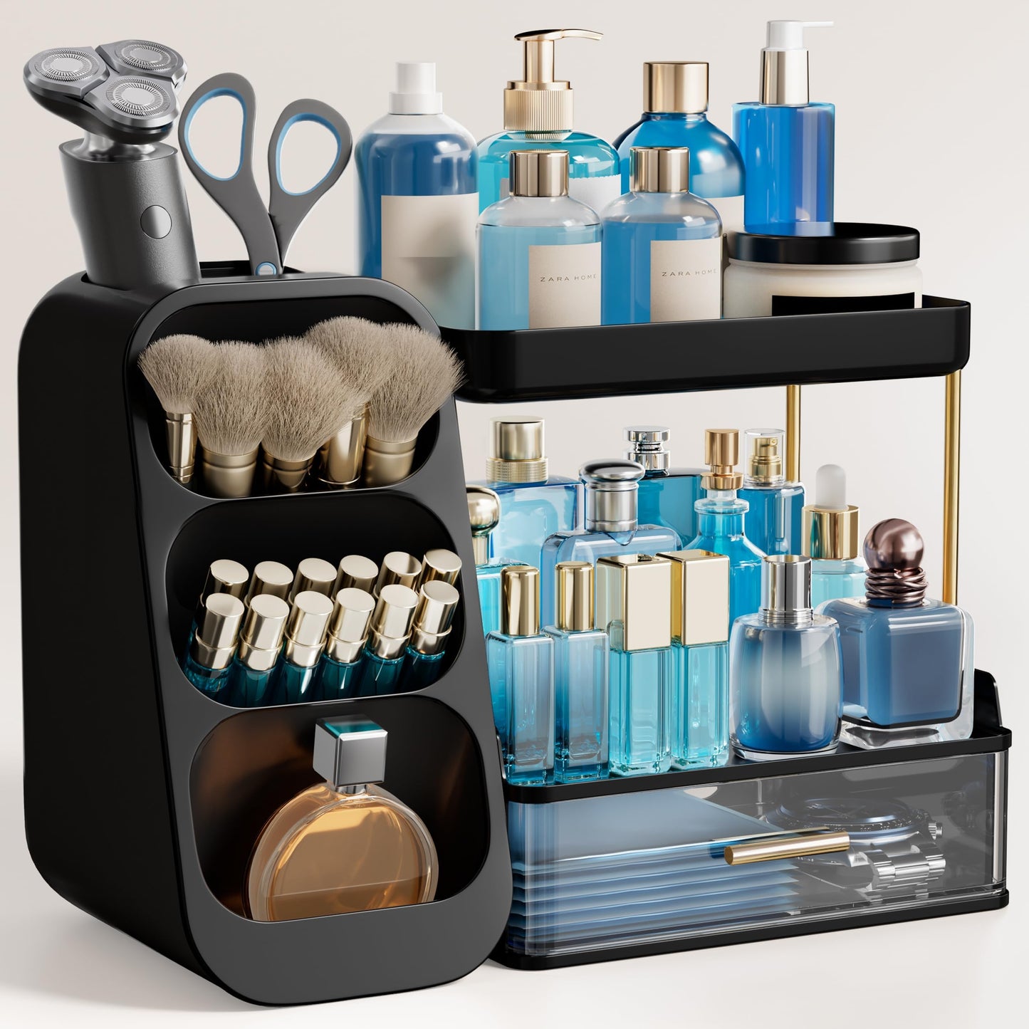 Makeup Organizer with Brush Holder for Vanity