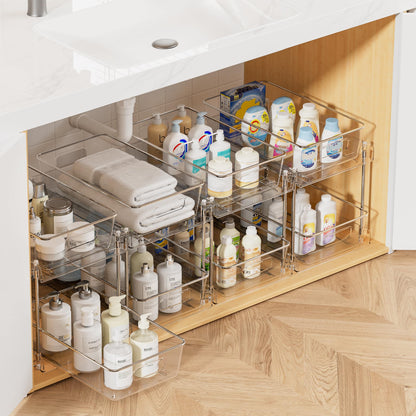 2-Tier Clear Under Sink Organizer with Drawers