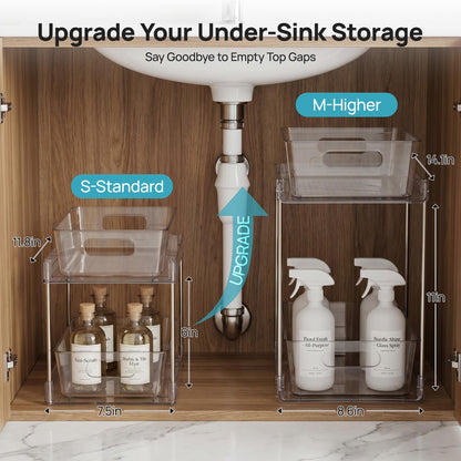 2-Tier Clear Under Sink Organizer with Drawers