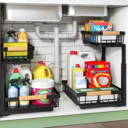 2-Tier Under Sink Organizer with Sliding Drawer