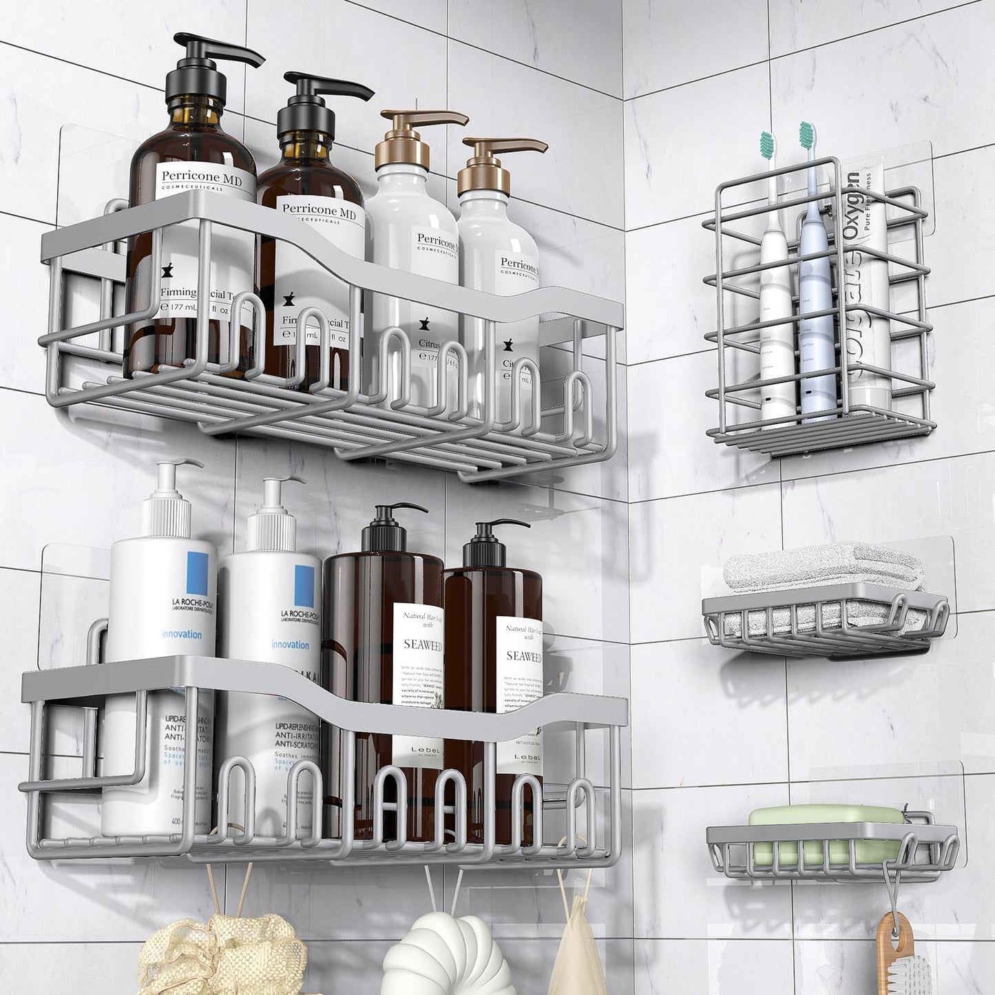 Adhesive Stainless Steel Shower Caddy Organizer