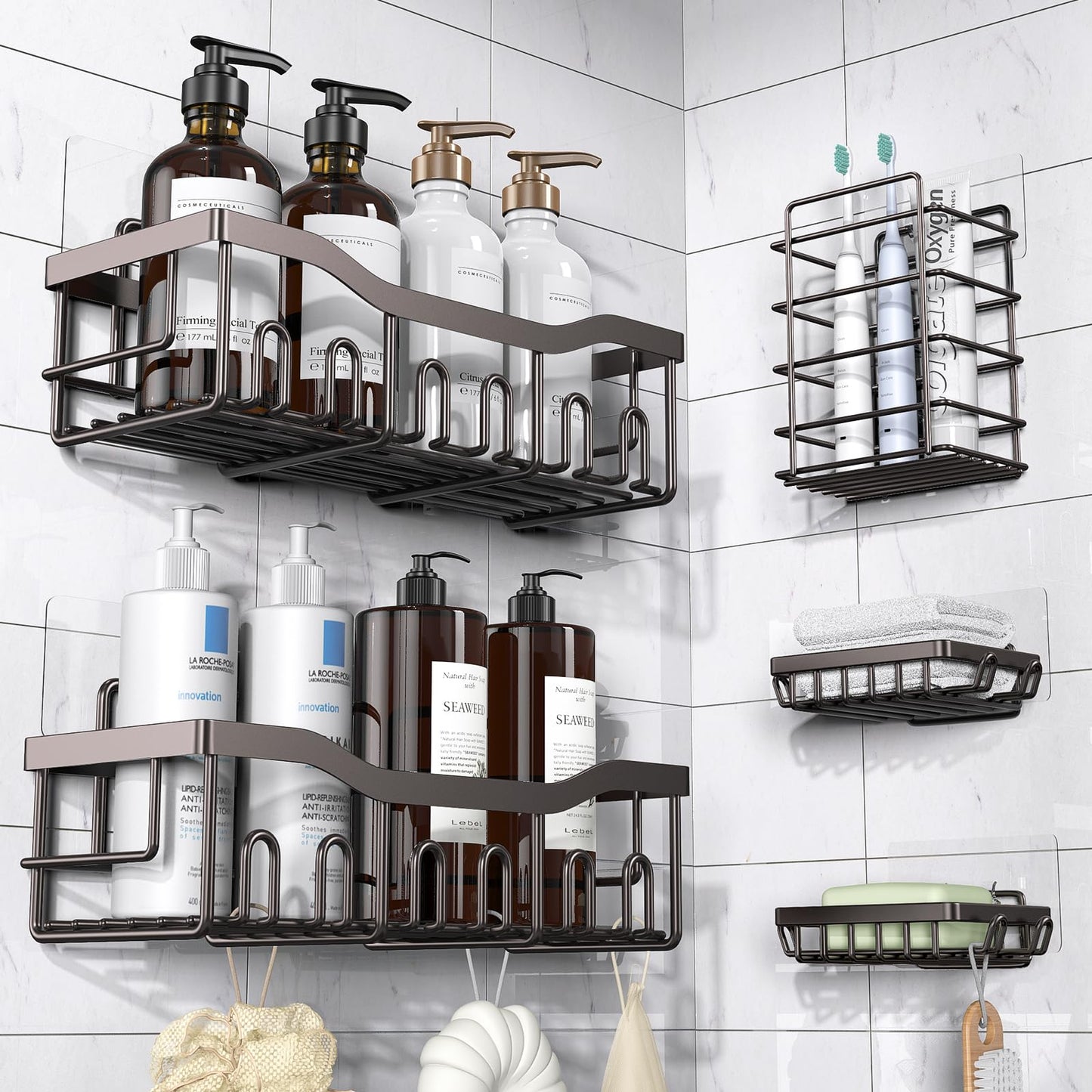 Adhesive Stainless Steel Shower Caddy Organizer