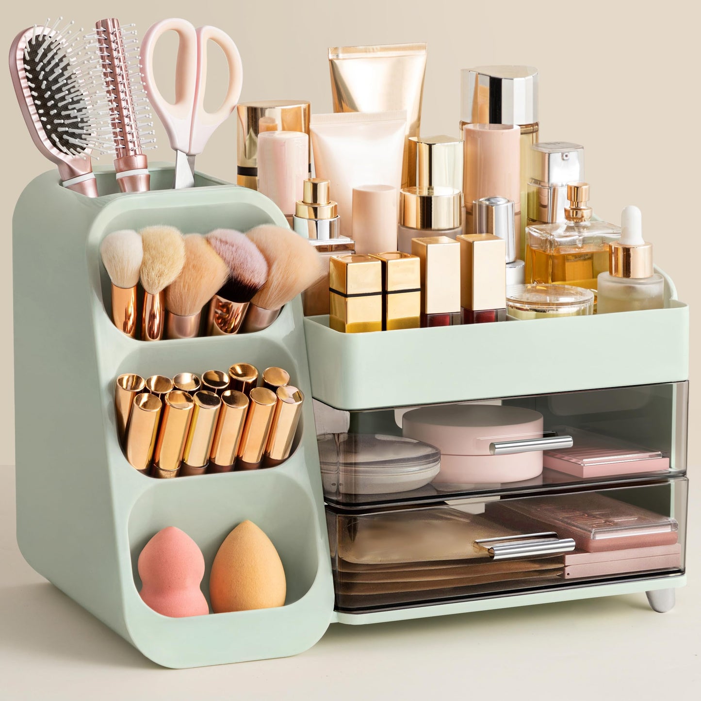 Makeup Organizer with Brush Holder for Vanity
