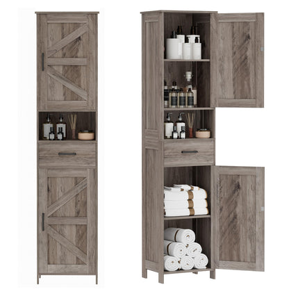 Tall Bathroom Storage Cabinet with Barn Doors