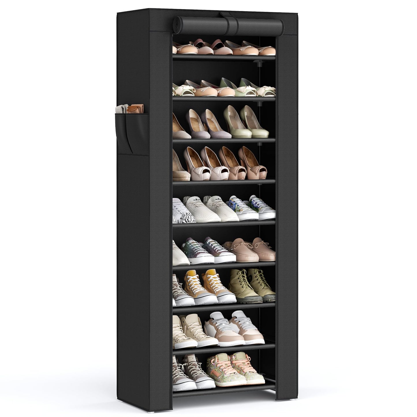10-Tier Shoe Rack Organizer with Cover