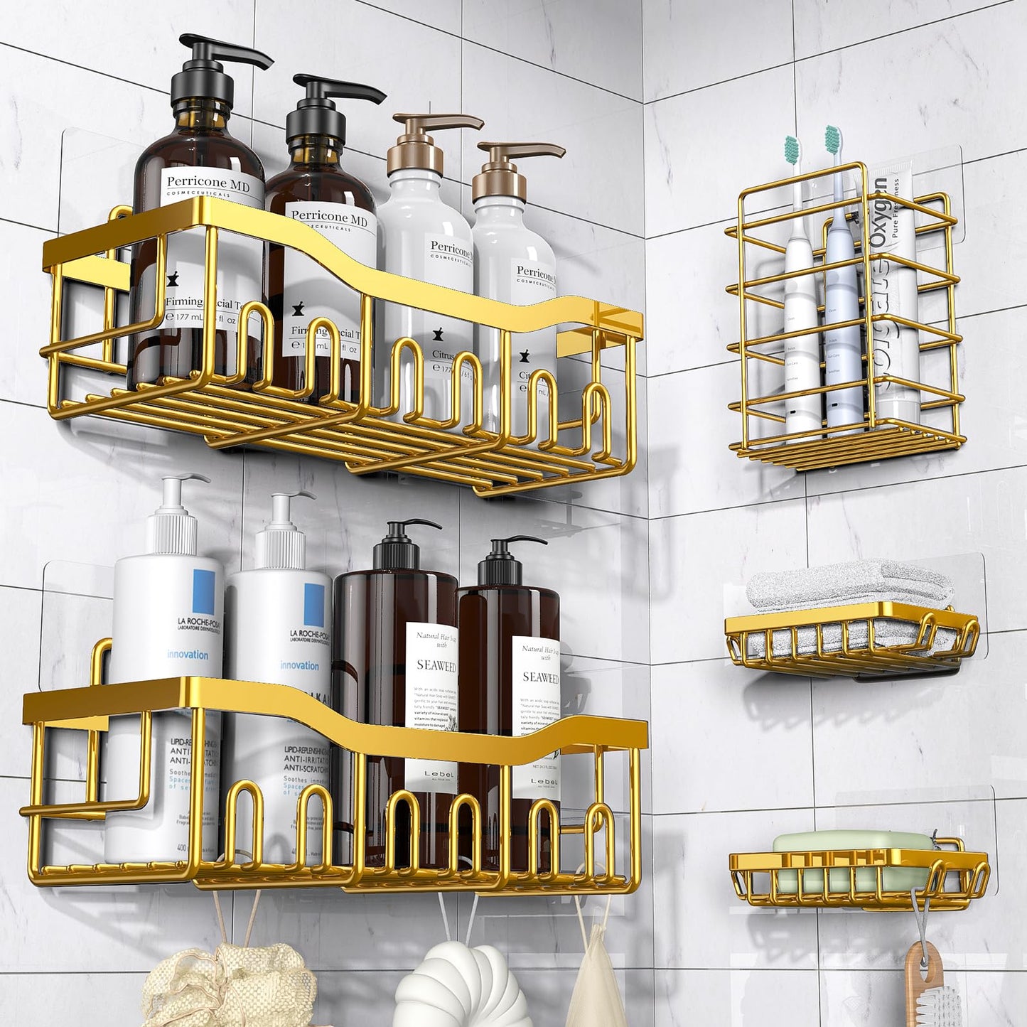 Adhesive Stainless Steel Shower Caddy Organizer