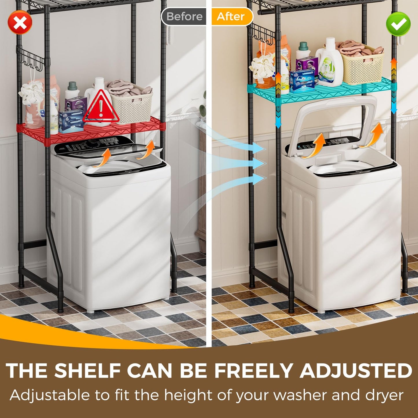 Golpart Over the Washer and Dryer Storage Shelf