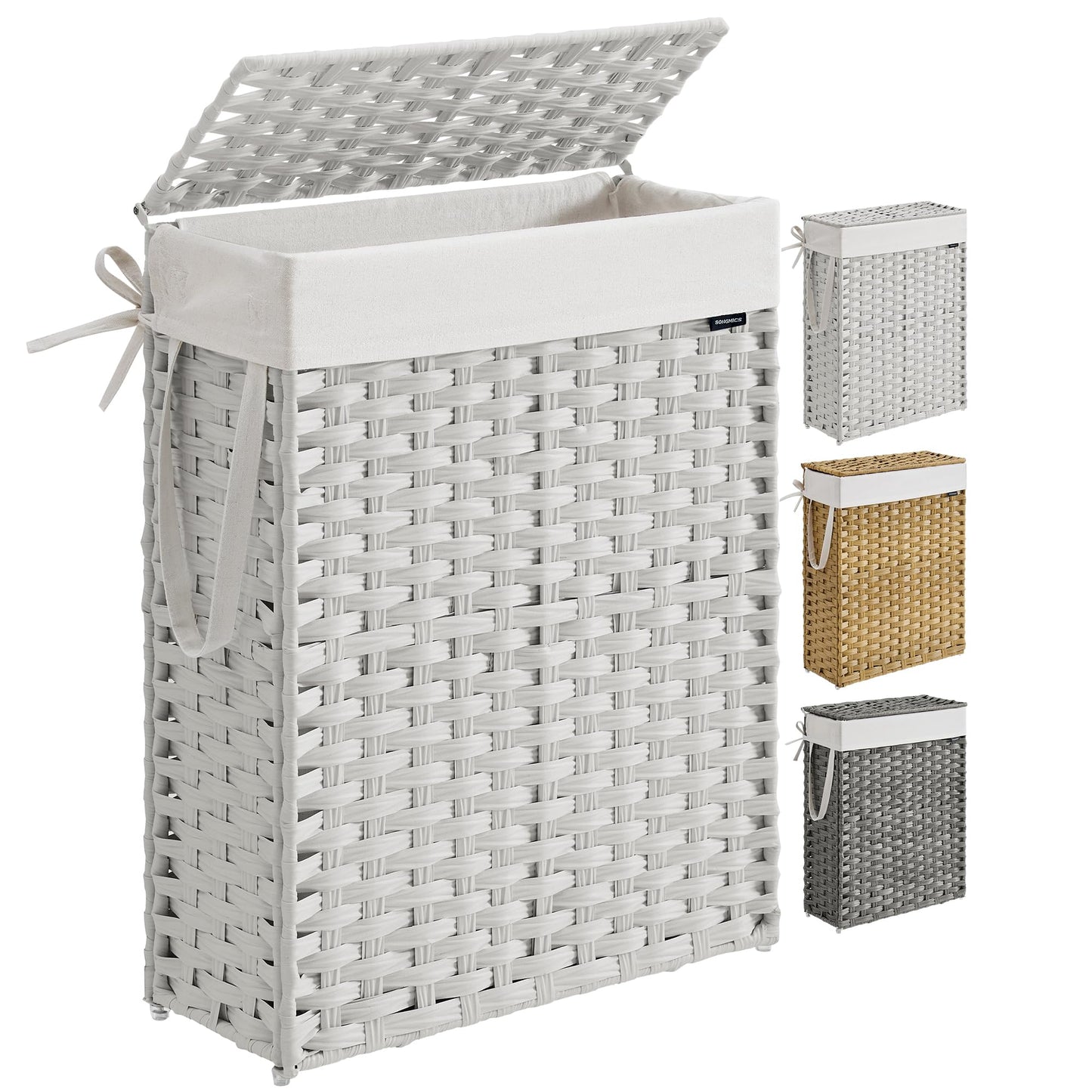 Slim Rattan Laundry Hamper with Lid