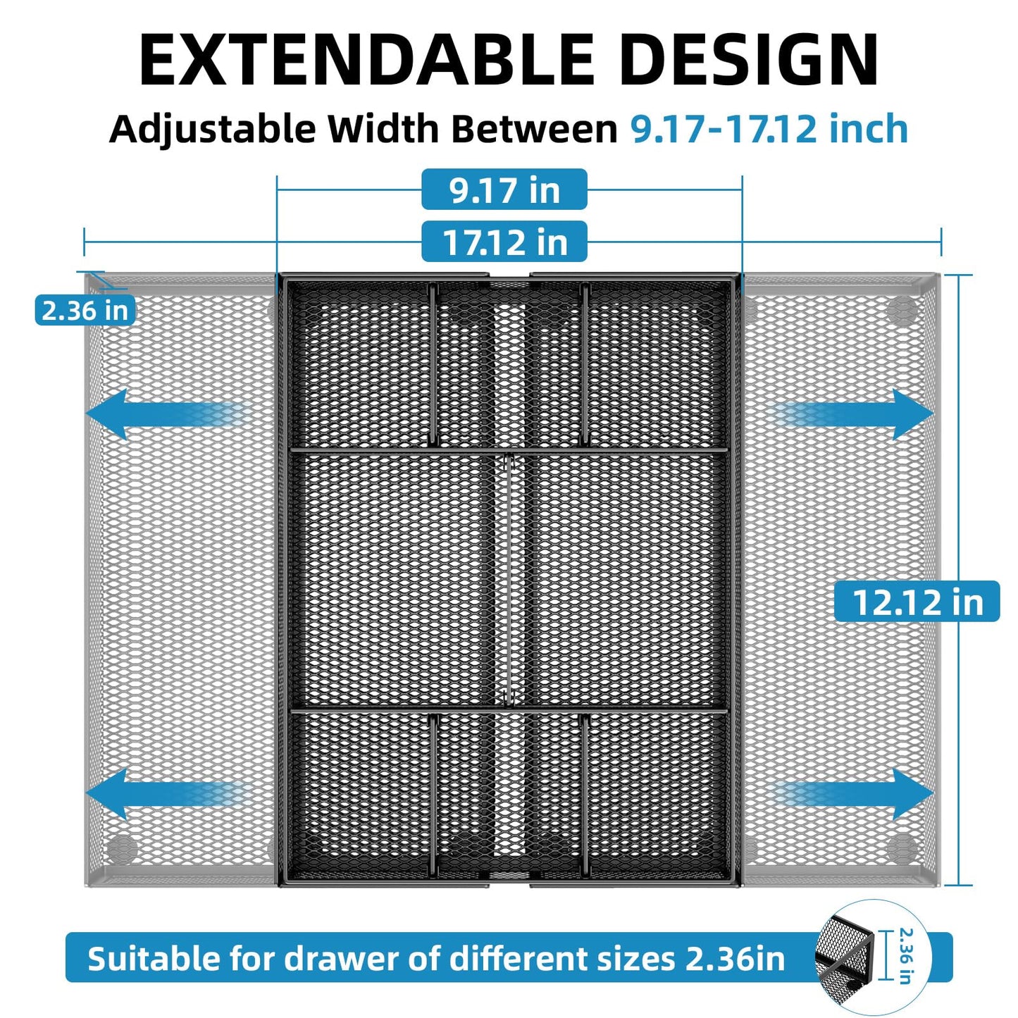 Expandable Drawer Organizer with Adjustable Compartments